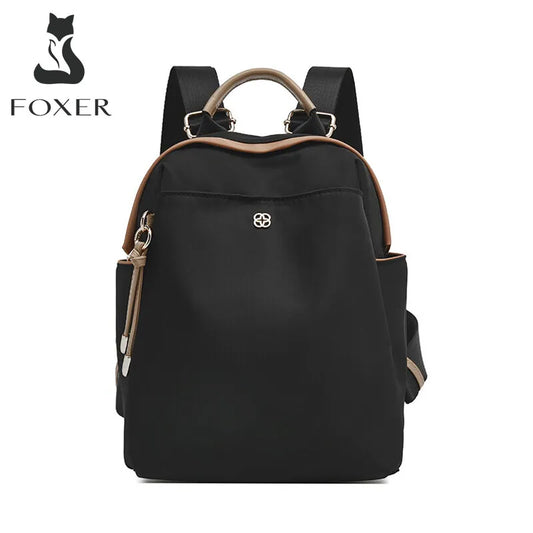 FOXER Small Lady Preppy Style Backpack Girl's High capacity Handbag Casual Fabric School Bag Women's Fashion Travel Shoulder Bag