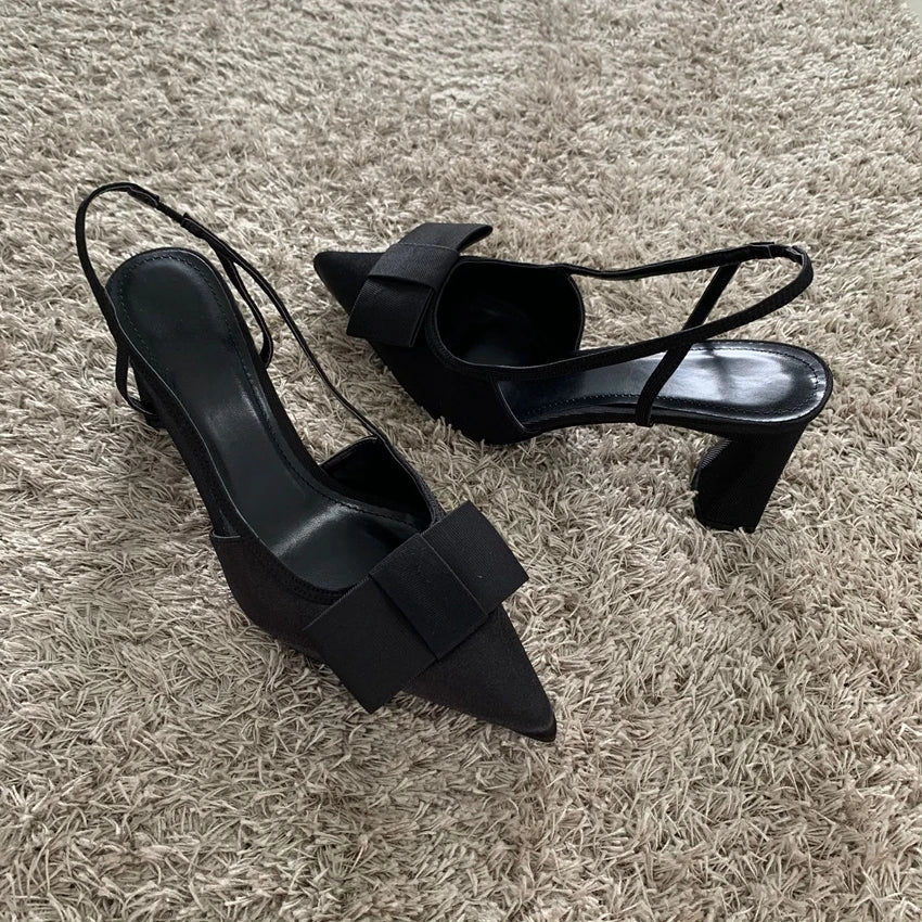 Manufacturer   Butterfly-knot Design Heeled Sandals Women Fashion Elegant Dress Shoes Female Pointed Toe Pumps Women Slingback High Heels   Pumps