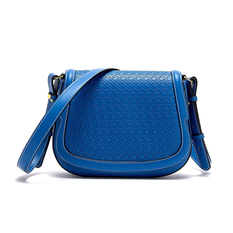 CHCH Women's Saddle Bag New Embossed Flip Small Square Bag Simple Business Women's Crossbody Bag