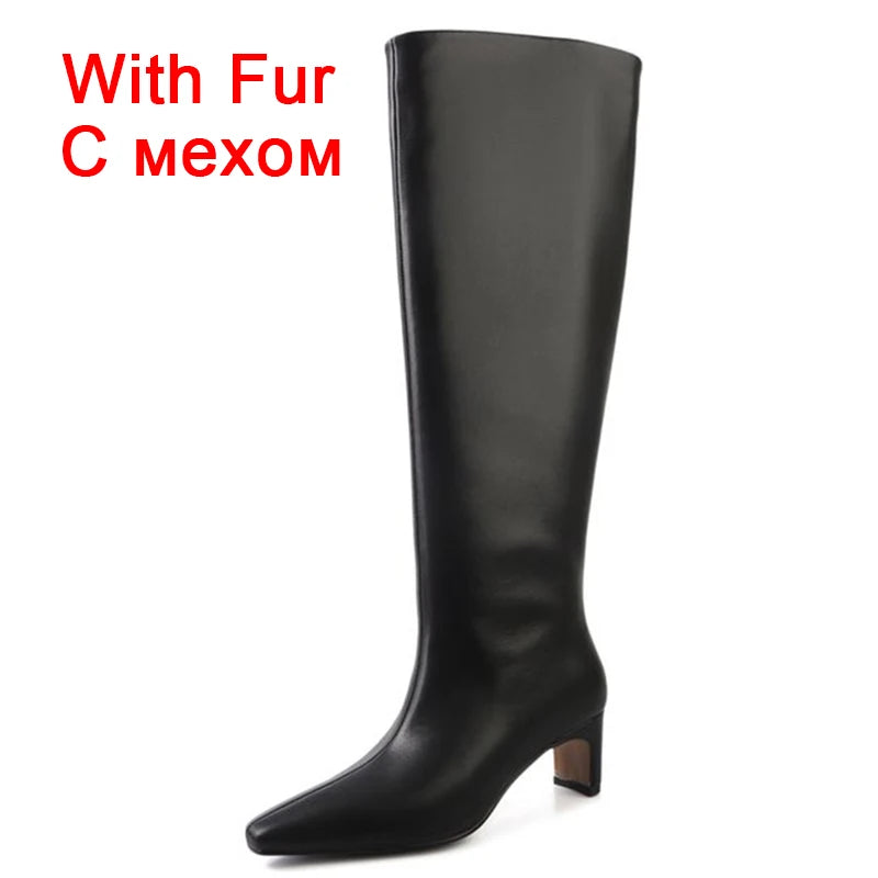 Manufacturer   JOZHAMTA Size 34-43 Women Real Leather Long Boots Fashion High Heels Shoes For Winter Boots Office Lady Daily Dress Shoes   boots