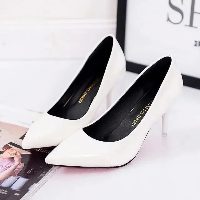 Manufacturer  Large Size Ladies Casual Office Shoes Fashion Pure Color Low Cut High Heels New Style Rubber Upgraded Version   Pumps