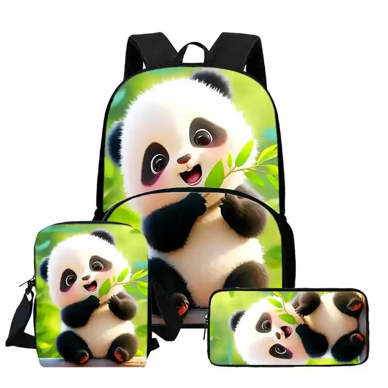 Child School Backpack with Front Pocket,Shoulder Bags,Pencil Bags for Aged 5-10,Cartoon panda School Bags for Boys Girls