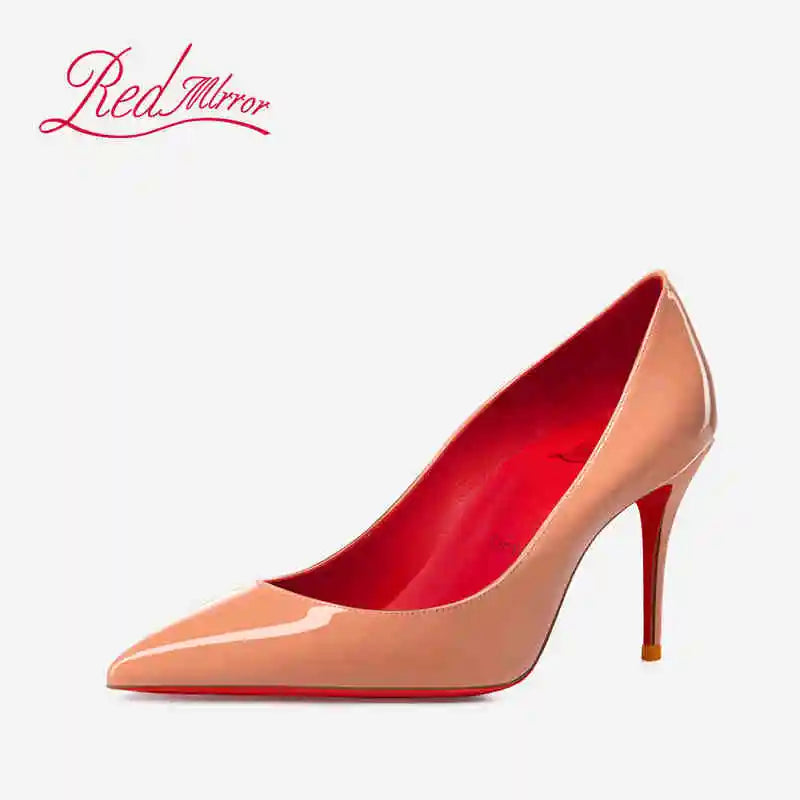 Manufacturer   Women heels Naked color Women's elegant high heel Luxury Black shoes woman  Red Shiny Bottoms Pointed Toe party Ladies Women   Pumps
