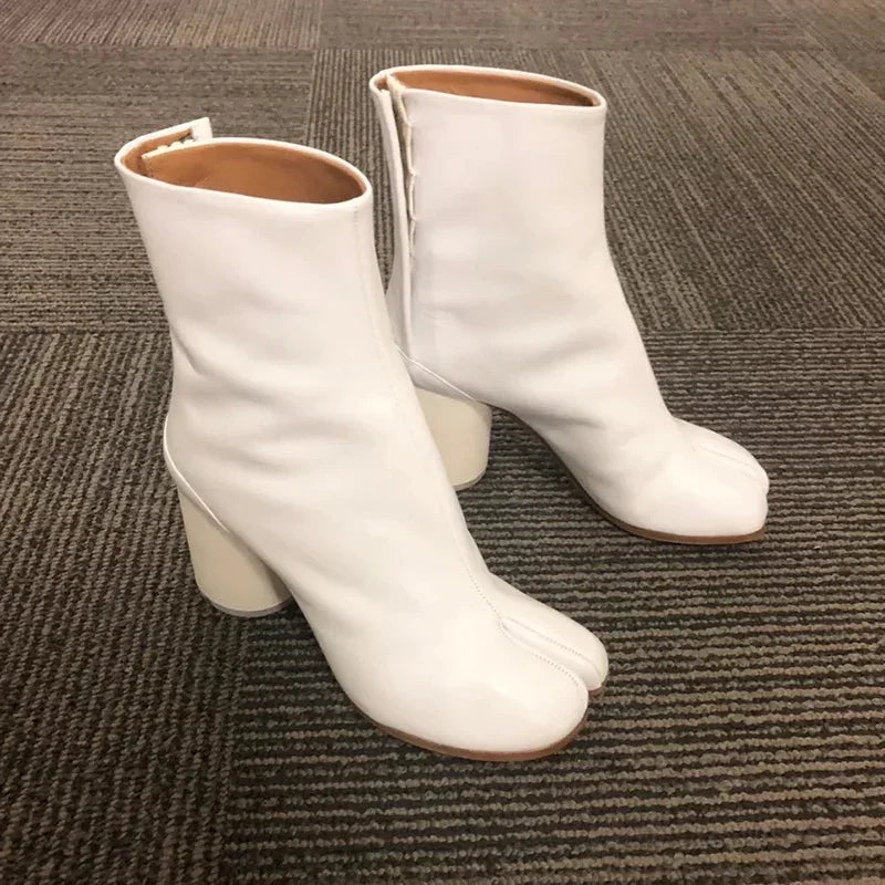 Manufacturer   Boots Fashion Round Chunky High Heel Ankle Boots For Women Autumn Winter Split Toe Shoes   boots