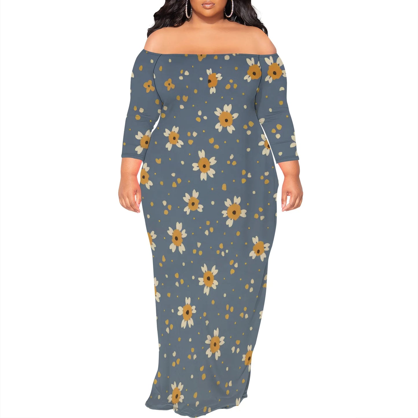 Maxi Dress for Women V Neck Casual 3/4 Sleeve Wrap Sexy Long Dresses Floral with Belt
