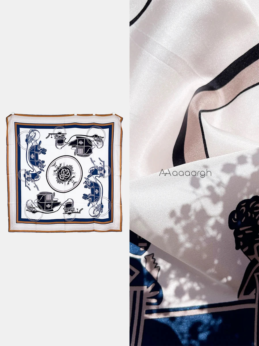 carriage Luxury Designer Oversized Scarf Handrolled Edge Shawls Bandanas Tops Accessories Belt Hair Neck Scarves Foulard