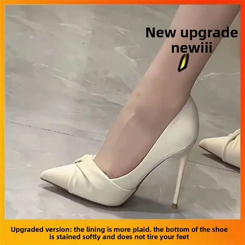 Manufacturer   Elegant Ladylike High Heels Retro British Style Pointed Toe Low Cut Women's Shoes Fashionable Minimalist Pure Color Summer Shoes   Pumps