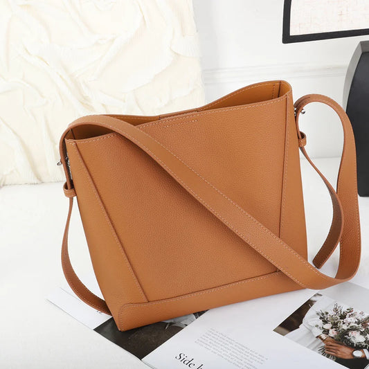 Minimalist Lady Commute Messenger Bag Women Luxury Genuine Leather Casual Shoulder Bags Female Classic Bucket Bag  New Style