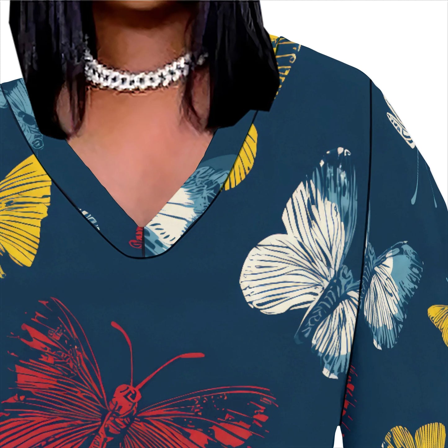 Oversized Baggy Summer Womens Print Dresses Sexy Casual T-Shirt V Neck Long Sleeve Maxi Dress with Pocket