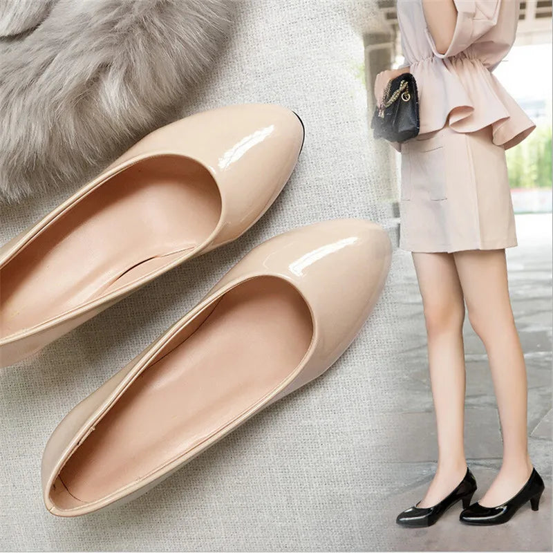 Manufacturer   Shoes Ladies Pumps Medium Heel Nude Sexy High Heels Weeding Shoes Women Office Work White Pumps Party Shoes   Pumps