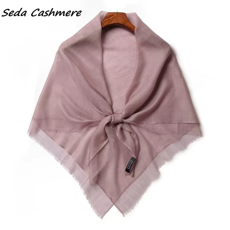 100%Cashmere Scarf Women  Ladies Luxury brand Thin Summer Winter  Ring Cashmere Square Shawl  Soft 100-100cm 1M