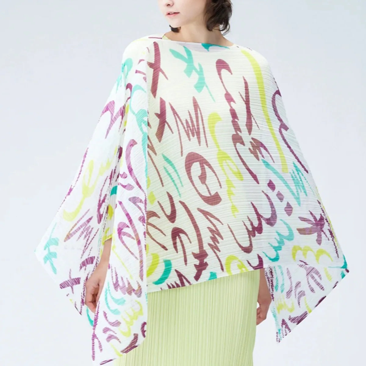 Miyake Basic Shawl Outer Cape Light Breathable Loose Fashionable Simple Versatile Sunscreen Shirt High-end Scarf PLEATS Shawl