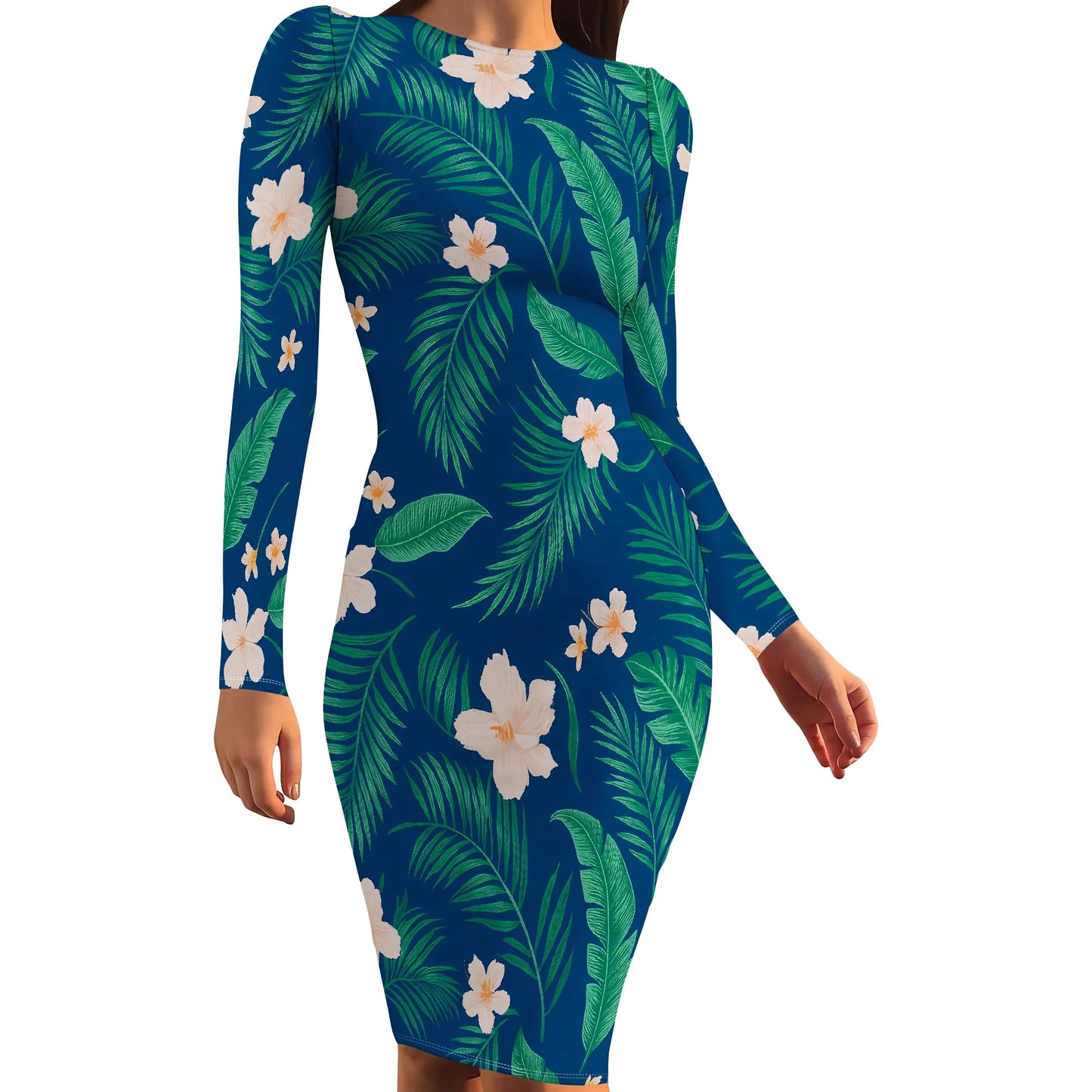 Womens Autumn Dresses Long Sleeve Basic Pencil Smocked Elastic Waist Casual A-Line Sexy Bodycon Mini Dress