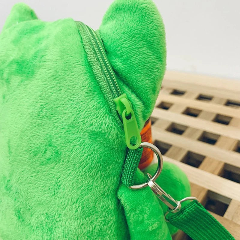 Lovley Plush Green for Frog Shoulder Bag Cartoon Bag for Family Gather
