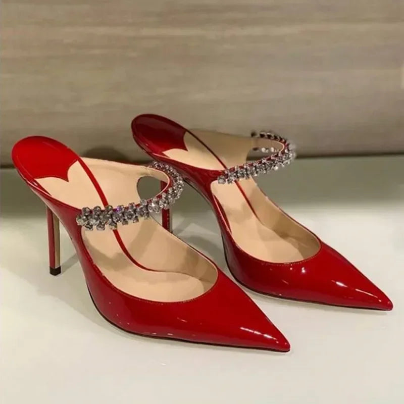 Manufacturer   European and American Spring and Autumn New Women High Heel Shoes High Quality Diamond Decoration Muller Shoes   Pumps