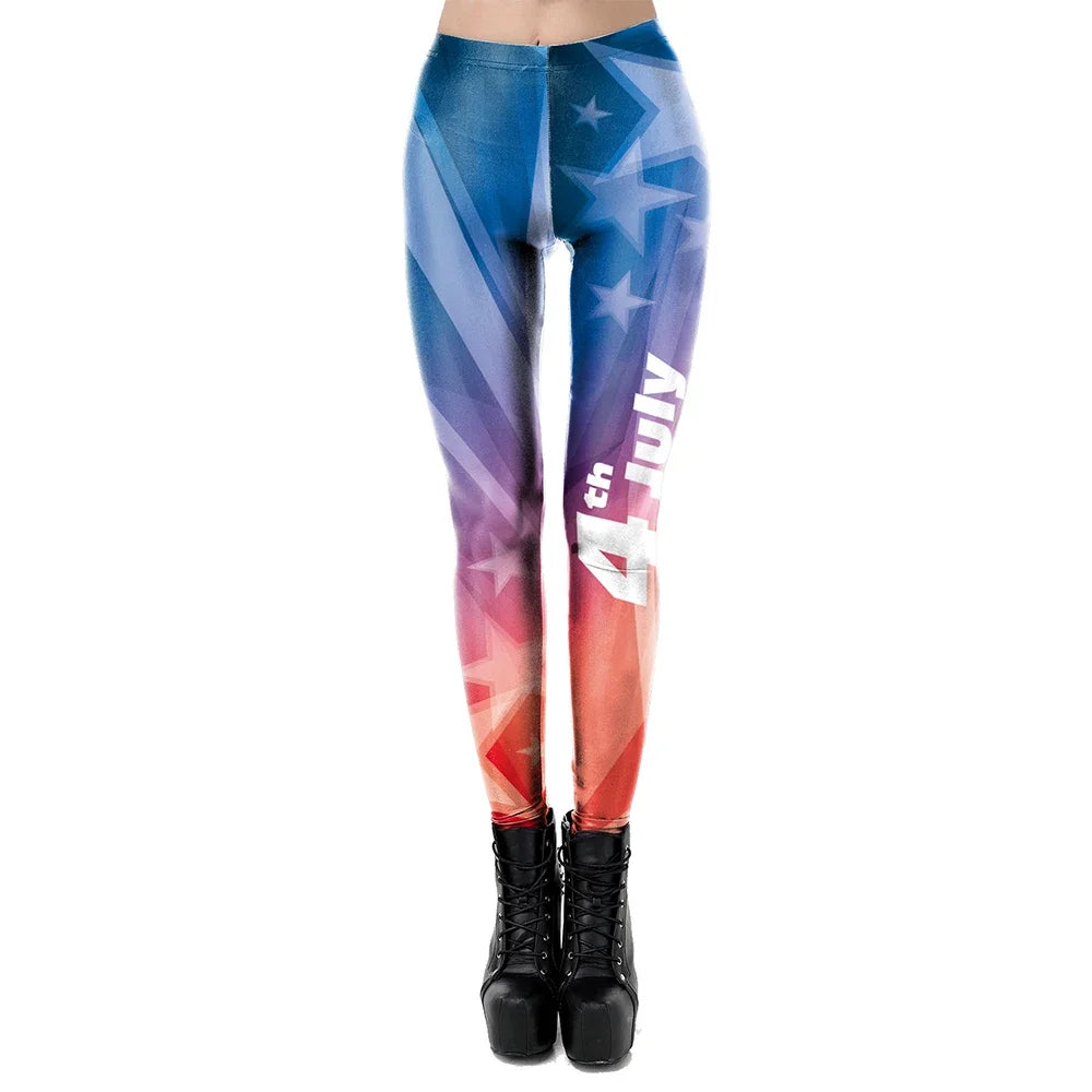 New Trend Women Legging High Waist Tights Sexy Pant Fitness Legins American US Flag Skull 3D Print Female Legging