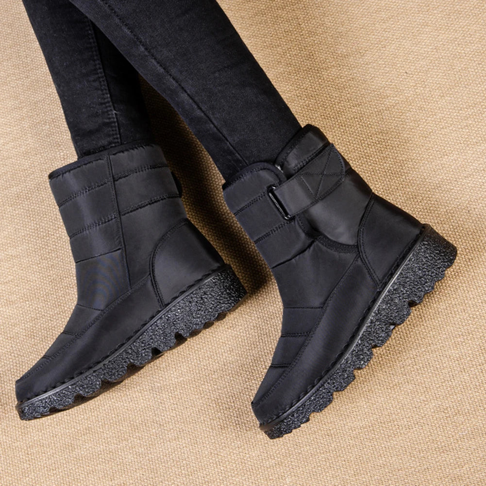 Manufacturer   Women Warm Plush Fur Boots Waterproof Ladies Winter Snow Boots with Hook&Loop Plush Lined Gifts for Mother Friends   boots