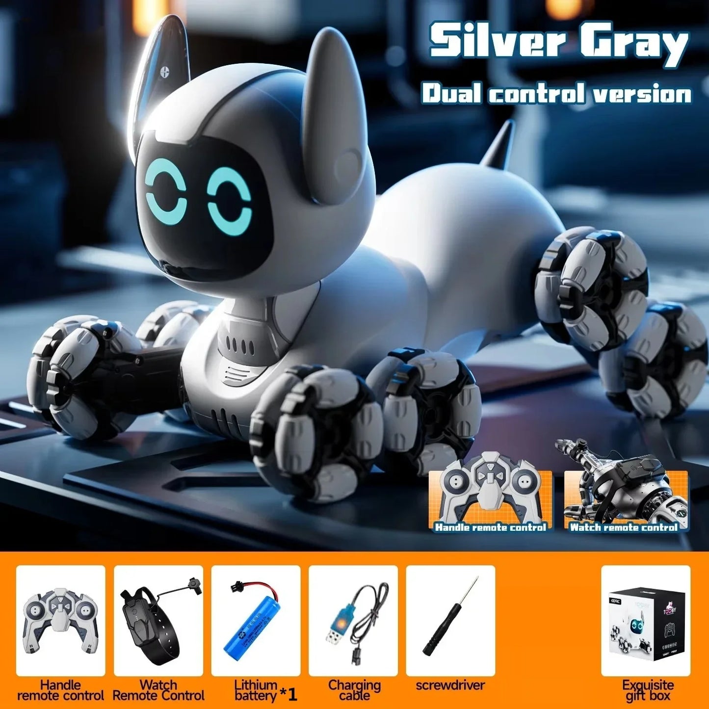 4WD Dual Mode Drift Racing RC Robot Dog Toys 360° Eight Wheel Stunt Gesture Sensing Lighting Music Remote Control Robot Dog Toys