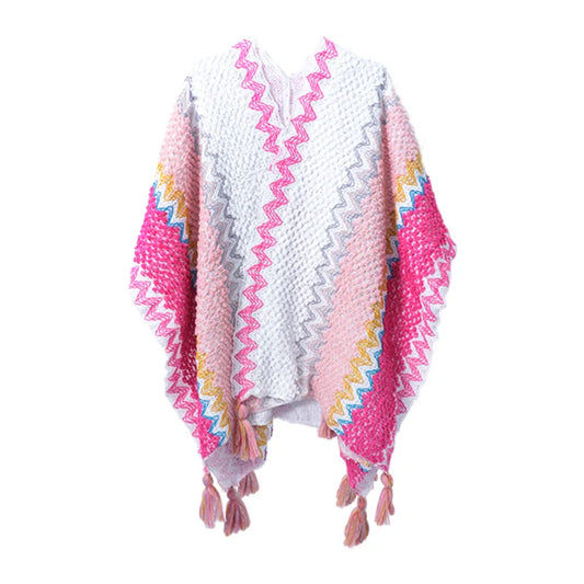 Retro Ethnic Style Shawl Women's Tourism Photography Knitted Scarves Blanket Fashion Tassel Cape Wrapped Fall Outside Ride scarf