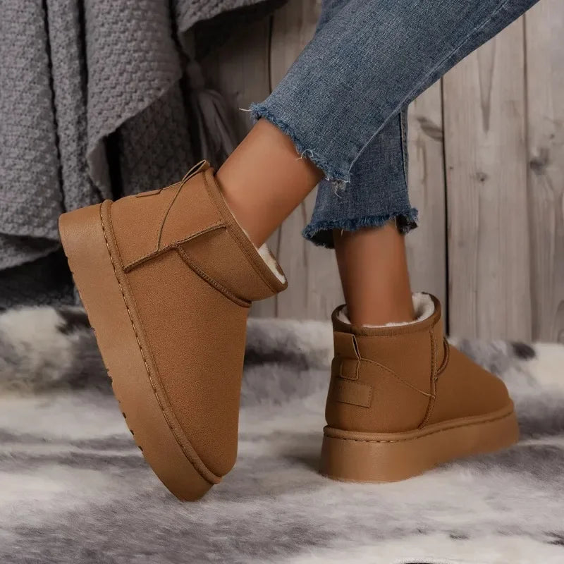 Manufacturer   Snow Boots Women Winter Keep Warm Fur Cotton Shoes Woman Faux Suede Slip-On Ankle Botas Padded Shoes   boots