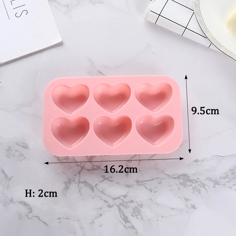 manufacturer  6 Holes Rose Flower Handmade Soap Candle Silicone Mold Heart shape DIY Cake Chocolate Baking Tools Ice Cube Making Mould   Kitchen gadgets