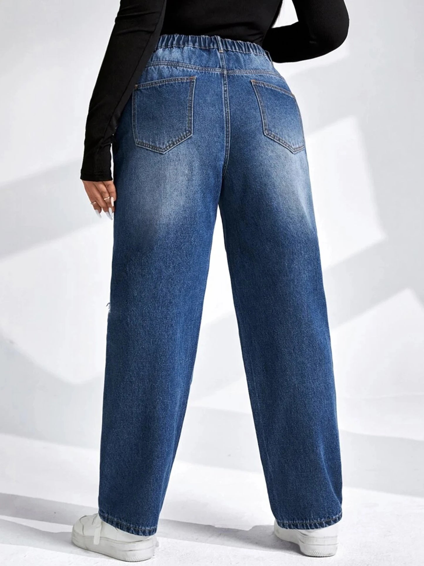 Plus Size Tapered Jeans for Women Full Length Harem Women Jeans High Waist Washing Spring and Autumn Denim Women Jeans pant