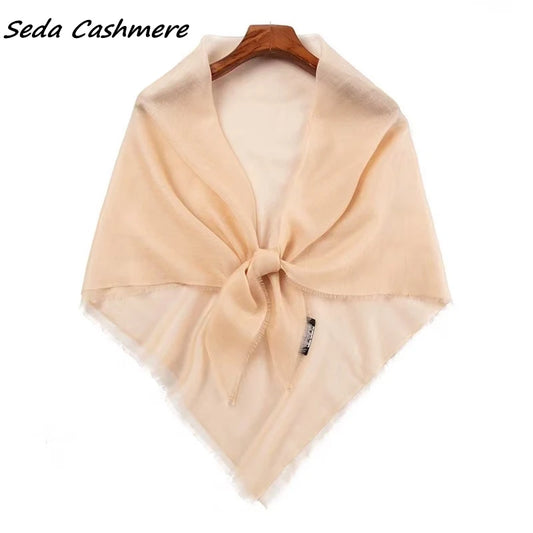 100%Cashmere Scarf Women  Ladies Luxury brand Thin Summer Winter  Ring Cashmere Square Shawl  Soft 100-100cm 1M
