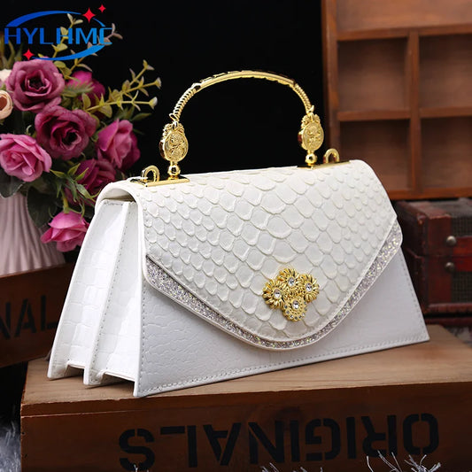 Leather Women's Bag New Fashion Snake-print Cowhide Small Handbags Shoulder Crossbody Bags Lady Party Messenger Shell Bags