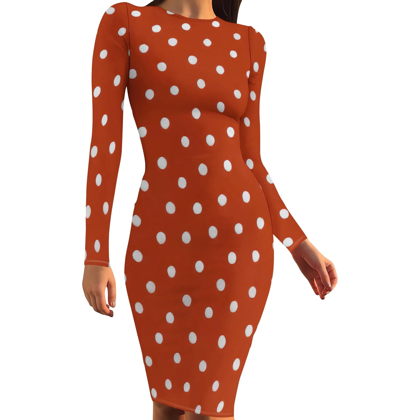 Womens Autumn Dresses Long Sleeve Basic Pencil Smocked Elastic Waist Casual A-Line Sexy Bodycon Mini Dress