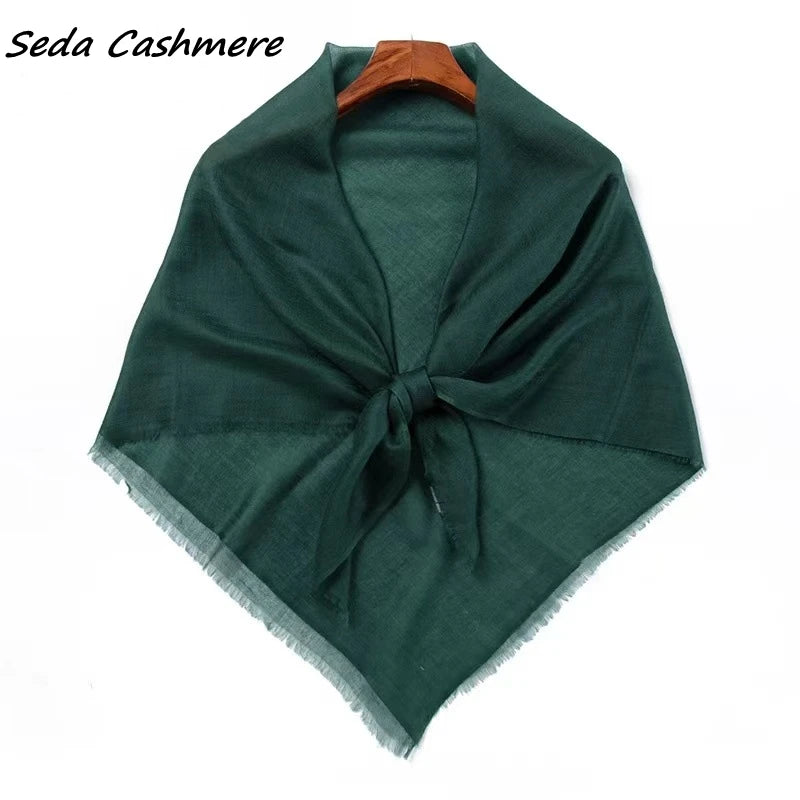 100%Cashmere Scarf Women  Ladies Luxury brand Thin Summer Winter  Ring Cashmere Square Shawl  Soft 100-100cm 1M
