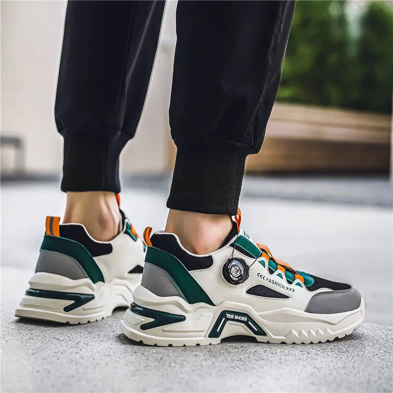 Manufacturer   Men's Korean rotating buckle fashion casual sports shoes four season soft soled non slip outdoor running shoes student sneakers    Sneakers