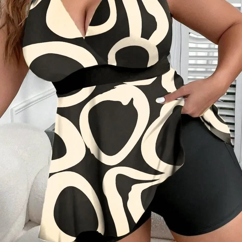 Large Plus Size Tankini Two Pieces Swimsuits Women Sexy Swimwear Female Bathers Bathing Swimming Swim Suit Beachwear 5XL