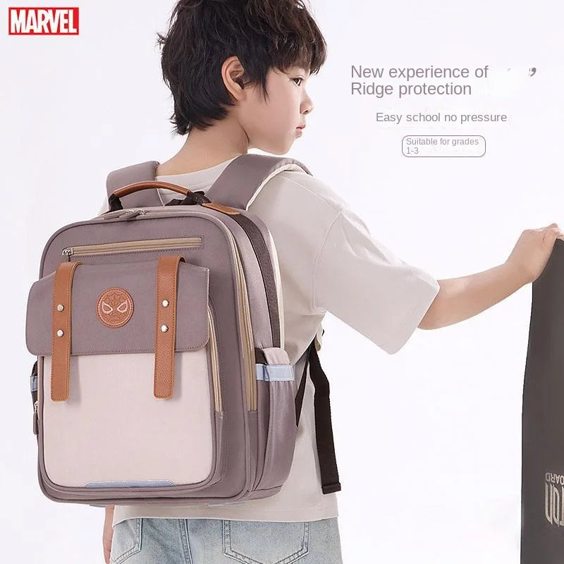 Disney New Boy School Bag Grade 1-4 Spider Man Captain America Primary Student Shoulder Orthopedic Backpack Kids Gifts Mochilas