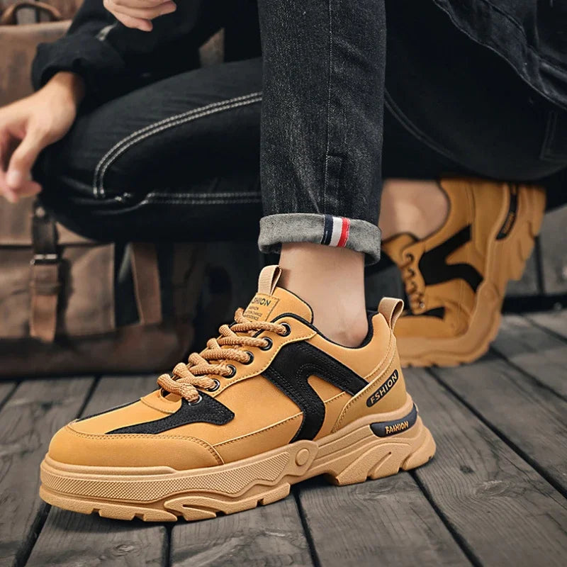 Manufacturer   Fipatbu Men's Spring Casual Shoes Wearproof Leather Luxury Sneakers Chelsea Tactical Denim Combat Comfortable Work Safety Shoes    Sneakers