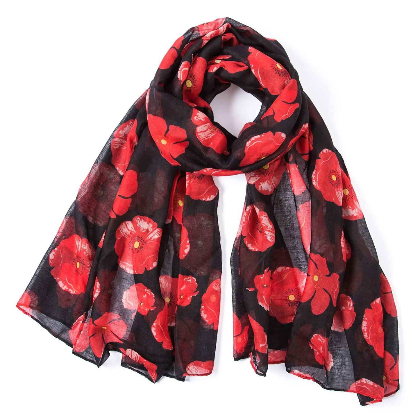 New Fashion Poppy Print Scarves Shawls Women Beach Flower Print Foulard Wrap Accessories Hijab 5 Color  scarf