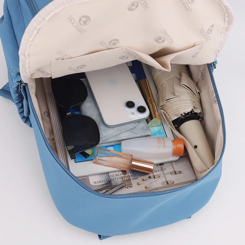 Casual Backpack Women Waterproof Nylon Back Pack Large Capacity Student Daypack Simple Schoolbag for Girls Ladies Travel Bag