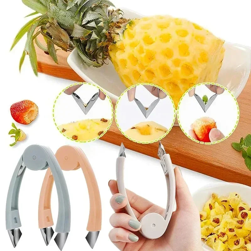 manufacturer  Kitchen Stainless Steel Pineapple Eye Corer Fruit Vegetable Knives Stem Remover Clip Strawberry Huller Peeler Tweezers Gadgets   Kitchen gadgets