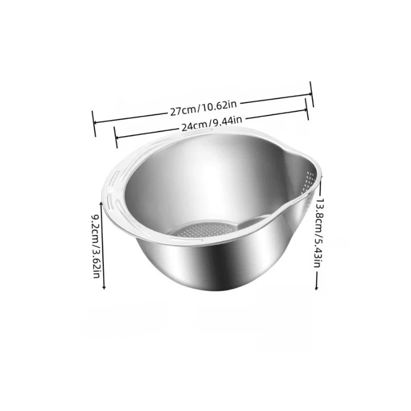 Manufacturer      new Stainless steel rice basin, food grade household kitchen, rice washing screen, vegetable washing fruit filtering basket     Kitchen gadgets