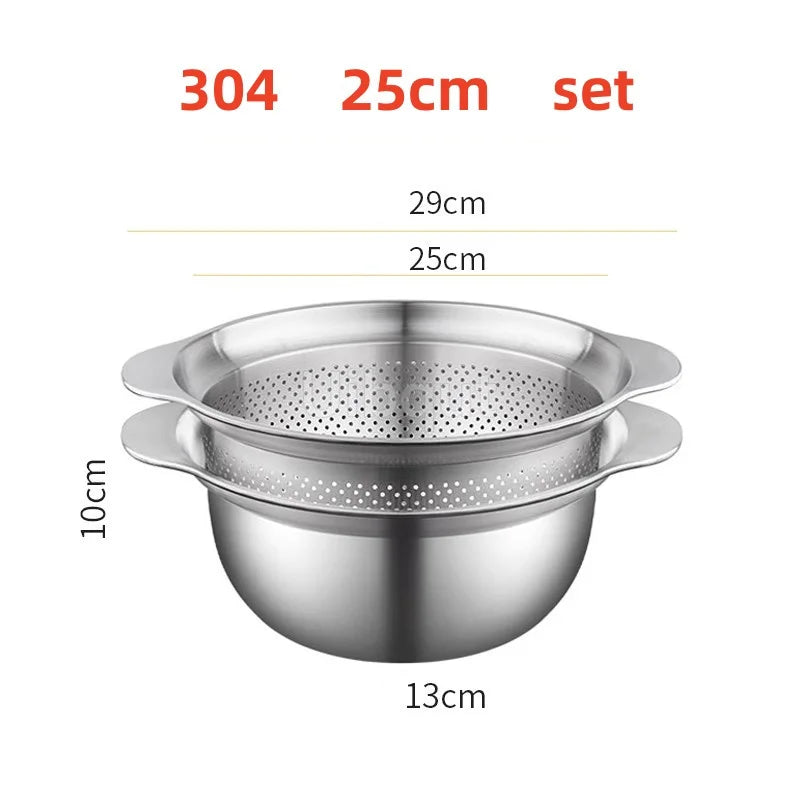 Manufacturer   Vegetable washing basin Basket rice washing artifact Fruit filter basin Strainer Kitchen items 304 stainless steel drain basket   kitchen gadgets