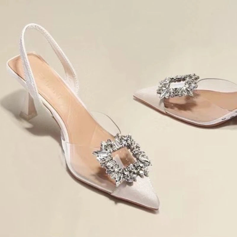 Manufacturer   Spring and Autumn Fashion New Sexy Banquet Comfortable Crystal Transparent Solid Color Pointed Toe Women's High Heels   Pumps