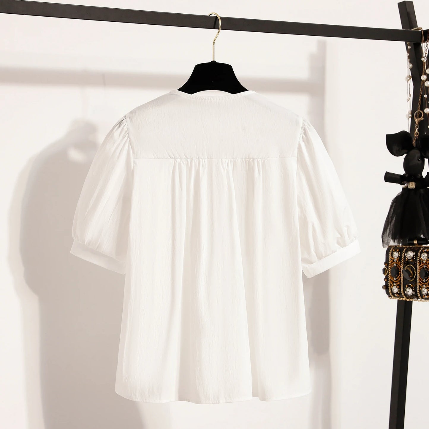 Plus Size Chiffon Blouse Women Summer New Fashionable V Neck Short Sleeve Big Size Women Tops Elastic Waist Shirts Blouses  dress