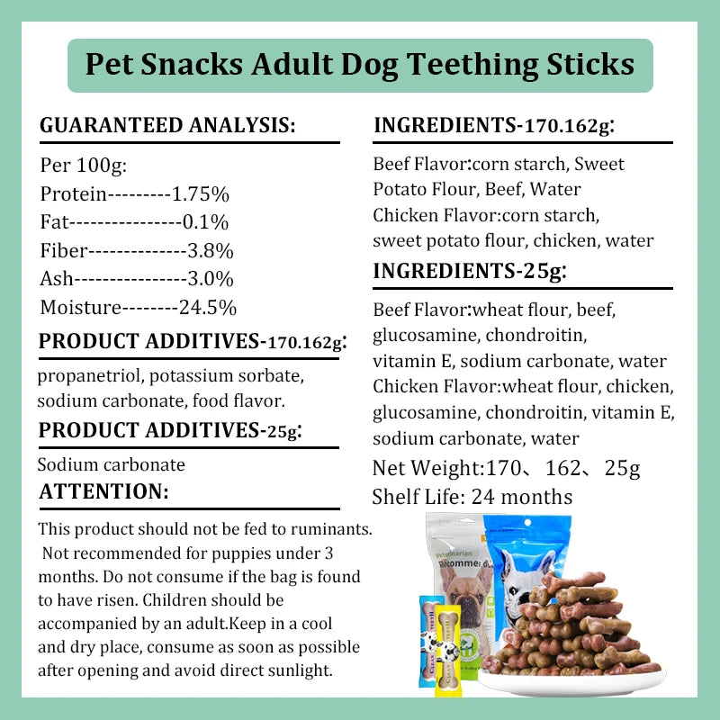 Dog Snacks Teething Sticks Bone Shape Toothbrush Type 170g/162g/25g Adult Dogs Puppy Teething Bite Resistant Snacks Pet Food dog food