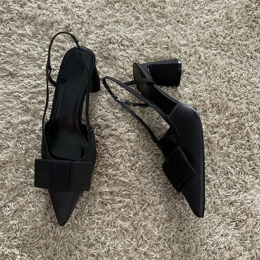 Manufacturer   Butterfly-knot Design Heeled Sandals Women Fashion Elegant Dress Shoes Female Pointed Toe Pumps Women Slingback High Heels   Pumps
