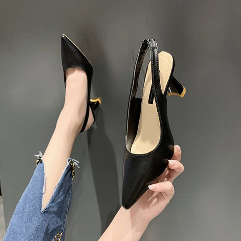 Manufacturer   Summer Fashion New Breathable Pointed Toe Stiletto Heel PU Comfortable and Elegant Women's Shoes Shallow Mouth Sexy Sandals   Pumps