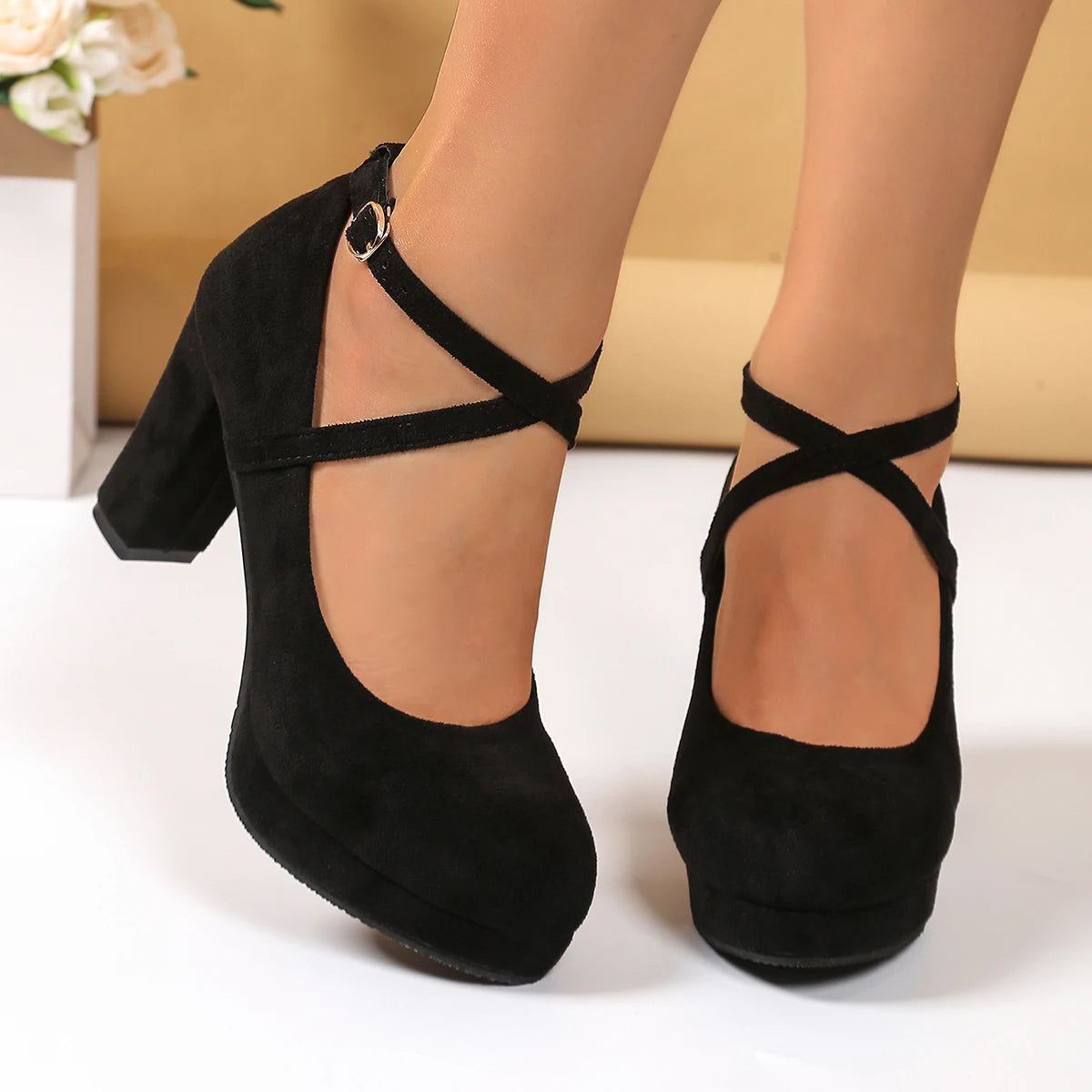Manufacturer   Women High Heels Mary Jane Shoes Strap Black Party Wedding Office Shoes Female Elegant Luxury Big Size Pumps Zapatos De Mujer   Pumps