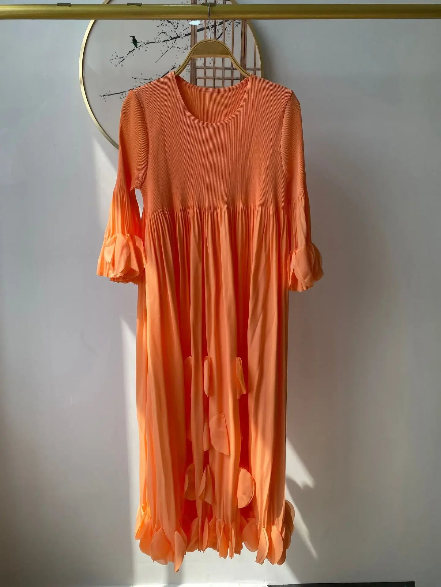 Miyake Pleated  Spring/Summer New Heavy Industry Pluse-sized Women's Dress, Fashionable Patchwork Long Dress