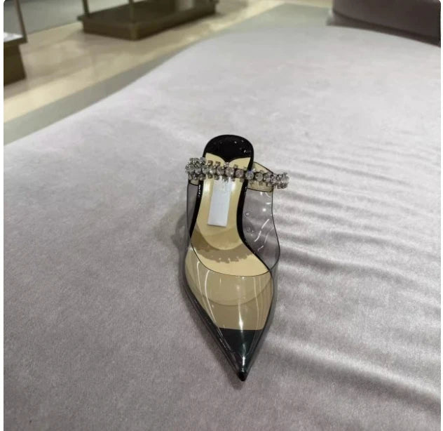 Manufacturer   European and American Spring and Autumn New Women High Heel Shoes High Quality Diamond Decoration Muller Shoes   Pumps