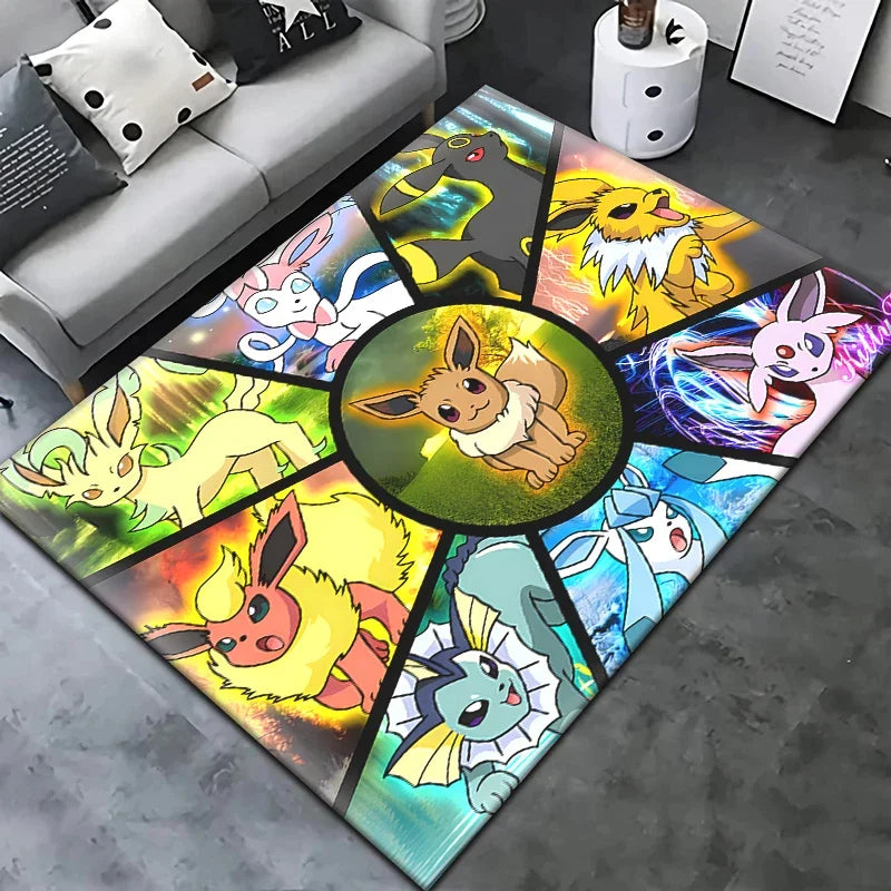 Pokemon Pikachu Cartoon Carpet Rug for Living Room Bedroom Decoration Picnic Camp Kitchen Carpet Crawling Carpet Decoration