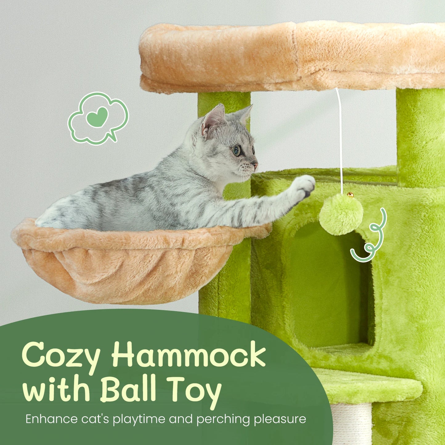 33 inch Cat Tree Cat Tower for Indoor Cats, Cat Activity Center Play House with Large Padded Perch, Hammock, 2-Tiered Condo, Scr   cat toy