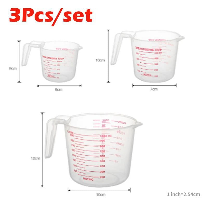 manufacturer  3pcs 250/500/1000ml Baking Liquid Measuring Cups PVC Scale Cup Plastic Measuring Volume Beaker Kitchen Baking Tools   Kitchen gadgets